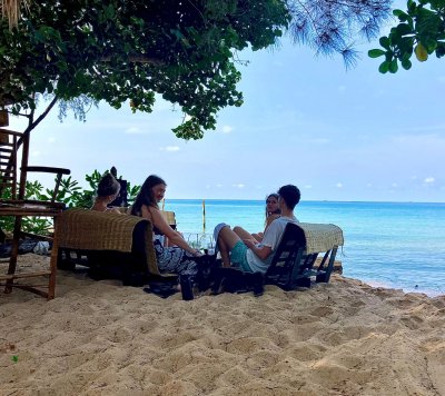 Children playing with water in Cambodia.