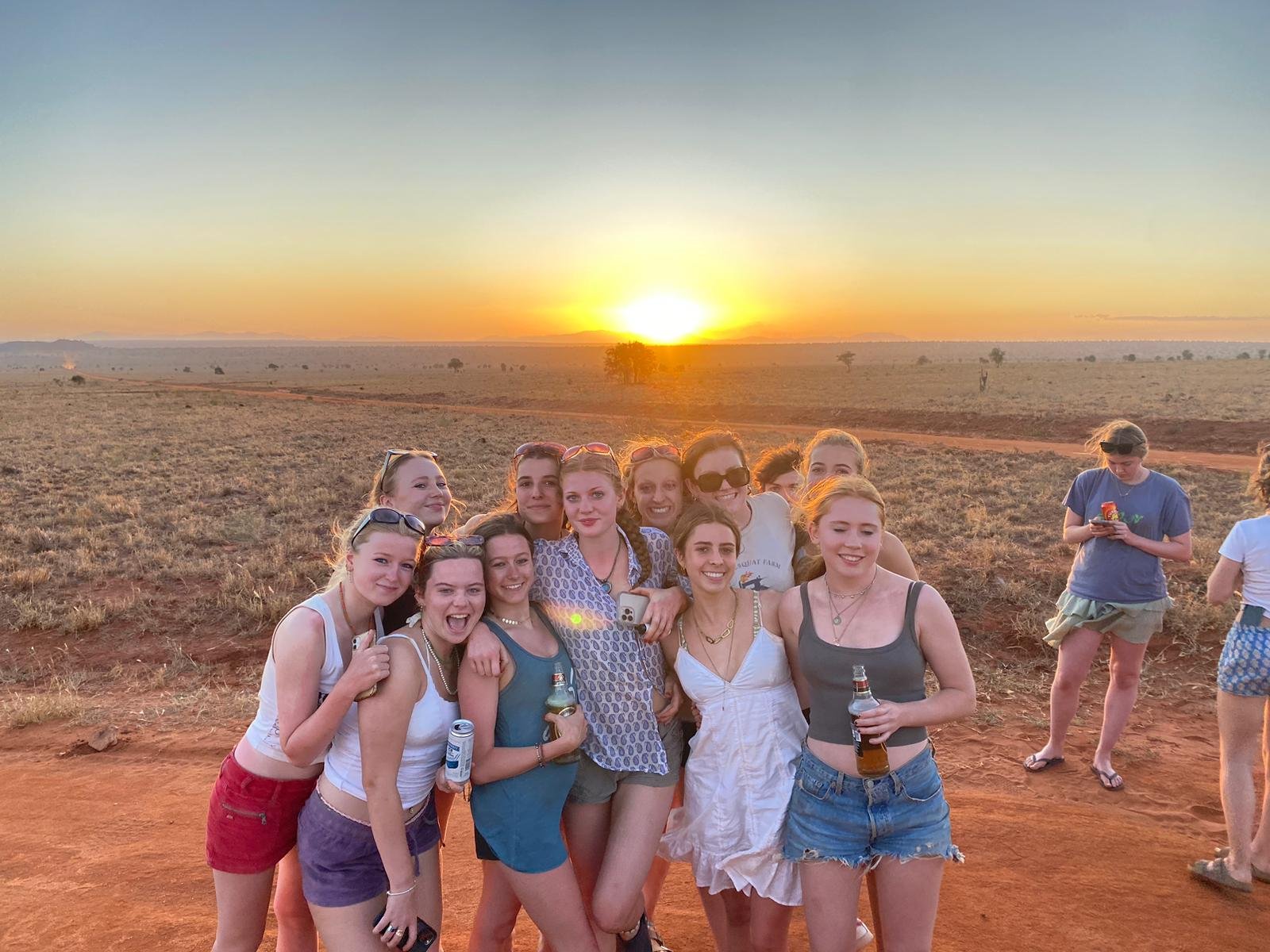 Team of leap volunteers in Kenya on safari